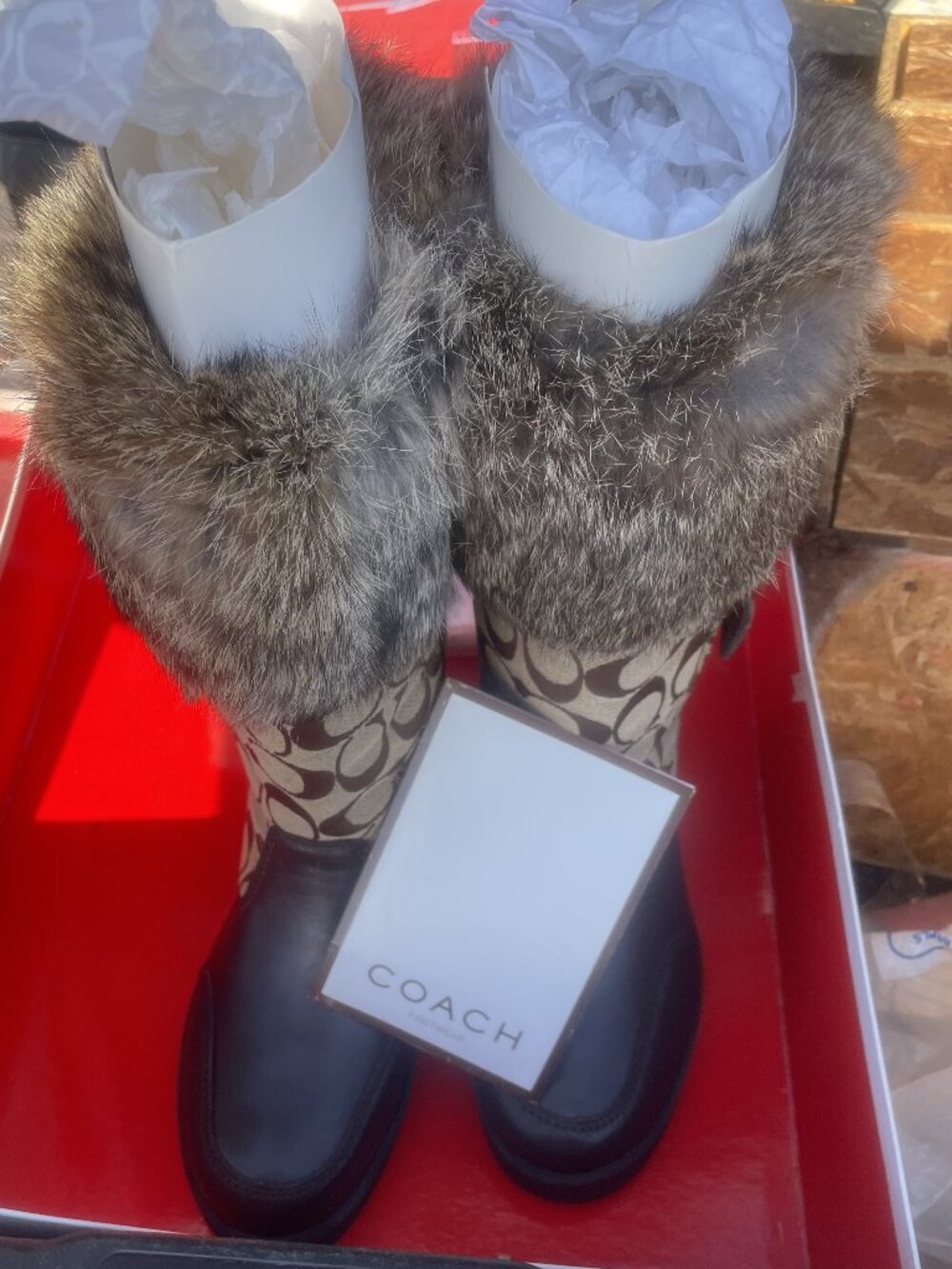 AUTHENTIC COACH FAUX FUR BOOTS